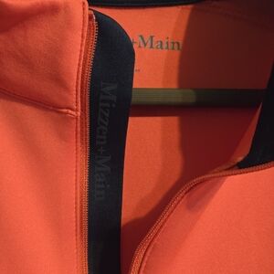 Mizzen+Main Shirt Mens L Bright Red Proflex 1/4 Zip Moisture Wick Stretch